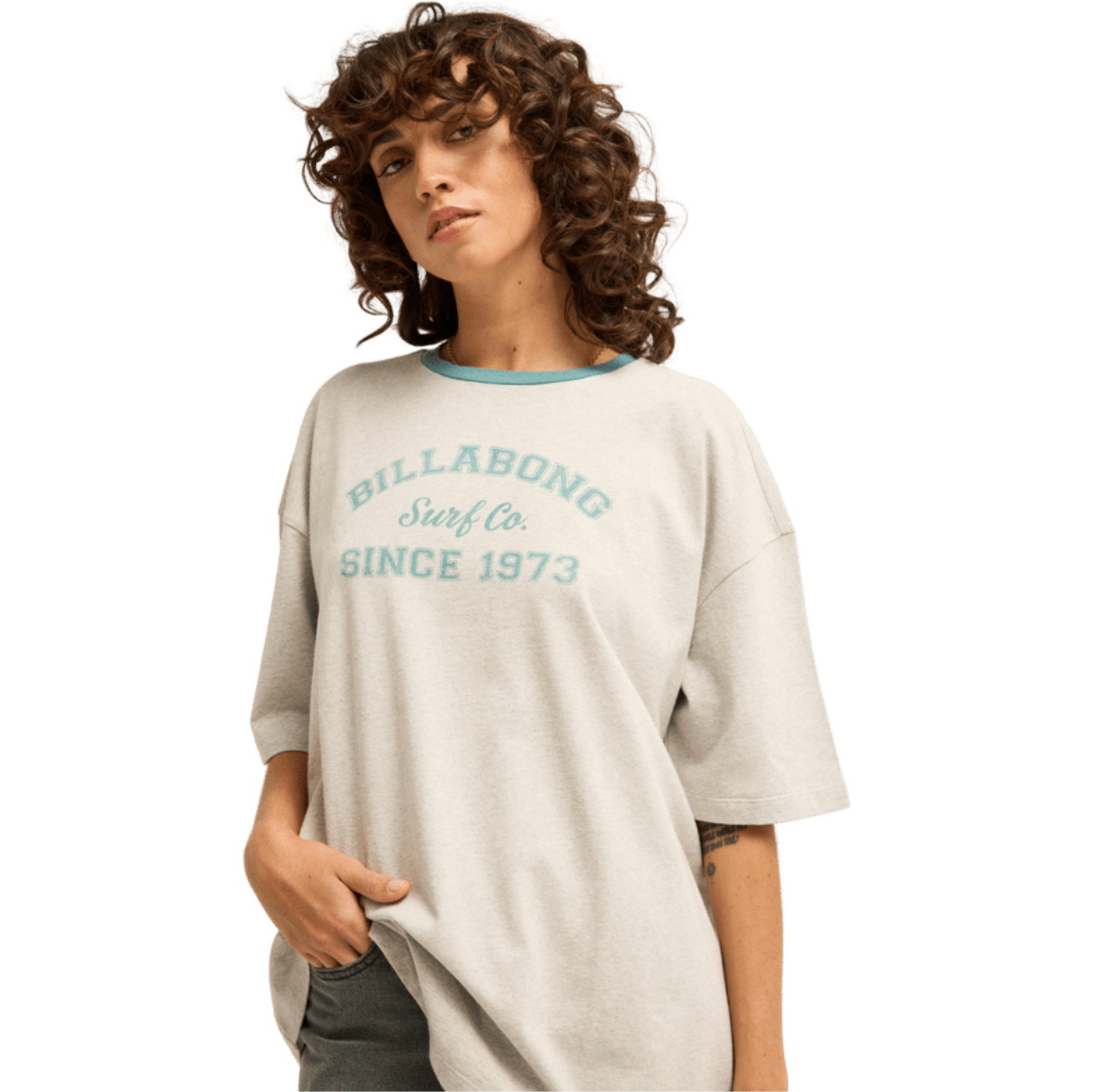 2026 Billabong Womens Fresh Breeze Oversized T-Shirt EBJZT00632 - Grey Heather